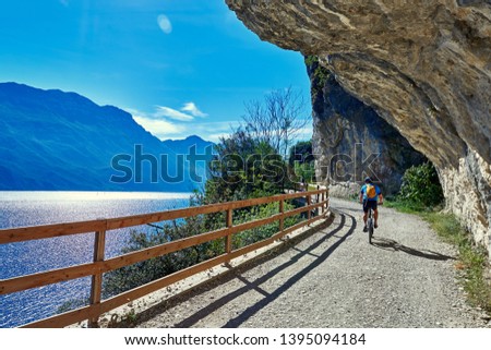 Similar – Image, Stock Photo Ponale Street | Lake Garda