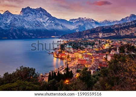 Similar – Image, Stock Photo Torbole on Lake Garda from above