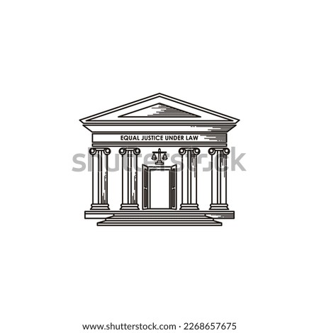 supreme court building line art vector illustration