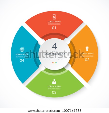 Infographic circle. Process chart. Vector diagram with 4 options. Can be used for graph, presentation, report, step options, web design.