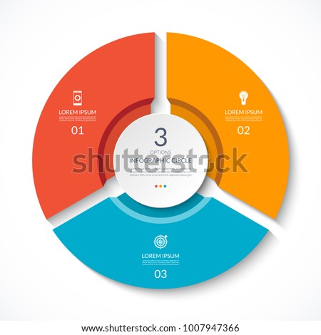 Infographic circle. Process chart. Vector diagram with 3 options. Can be used for graph, presentation, report, step options, web design.