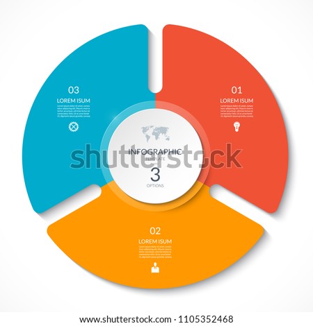Infographic circle chart. Vector cycle diagram with 3 options. Can be used for graph, presentation, report, step options, web design.