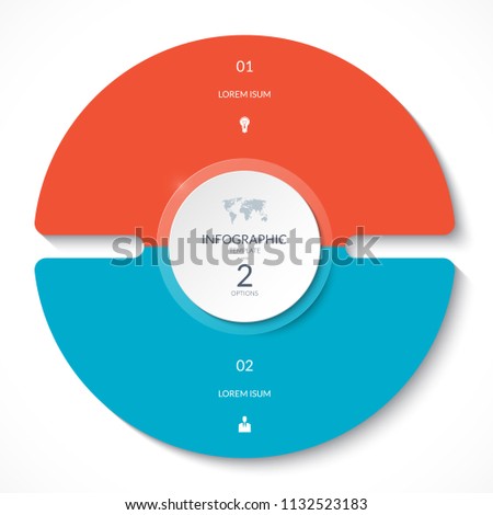 Infographic circle chart. Vector cycle diagram with 2 options. Can be used for graph, presentation, report, step options, web design.