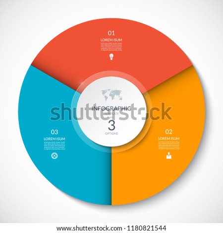 Vector infographic circle. Cycle diagram with 3 options. Can be used for chart, graph, report, presentation, web design.