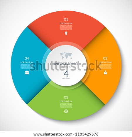 Vector infographic circle. Cycle diagram with 4 options. Can be used for chart, graph, report, presentation, web design.