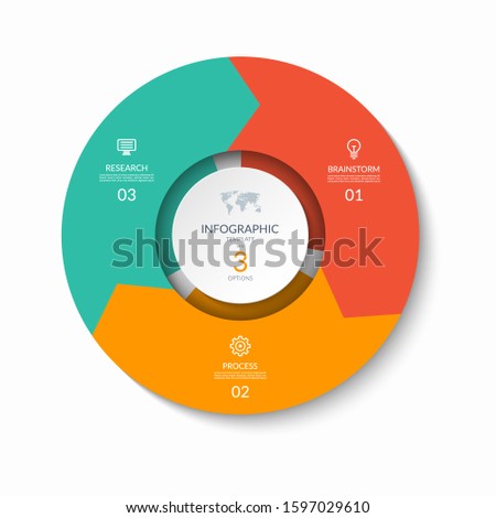 Infographic process chart. Design template with 3 circular arrows. Cycle diagram that can be used for report, business infographics, data visualization and presentation.