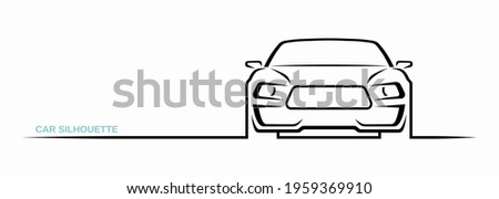 Muscle car silhouette isolated on white background. Sports car contour, logo design. Front view. Vector illustration.