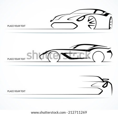 Set of modern car silhouettes. Vector illustration