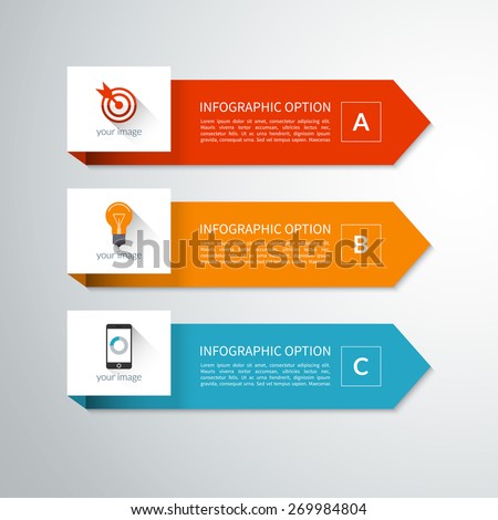 Modern minimal arrow elements for business infographics. Material style. Vector illustration. Can be used for workflow layout, brochure, diagram, chart, number and step up options, web design