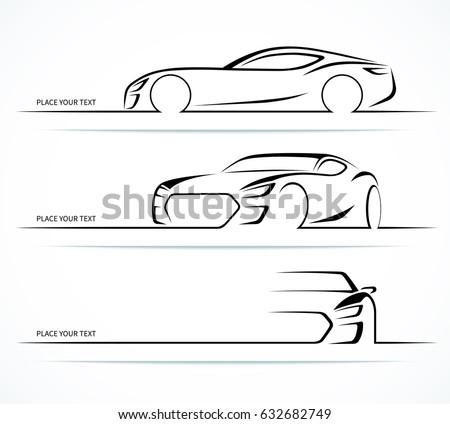 Set of sports car silhouettes. Vector illustration