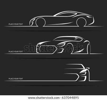 Set of sports car silhouettes. Vector illustration