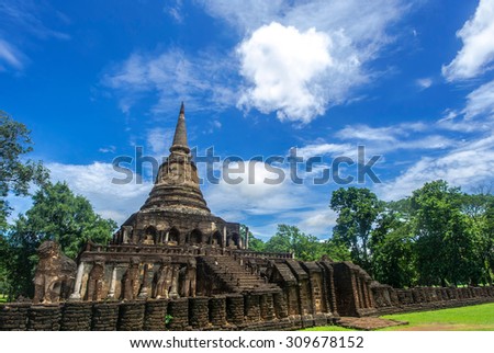 The pagoda with elephant figure base in Thailand (public place , can take picture for sale)