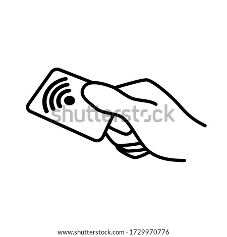 Contactless payment. NFC technology wireless pay credit card sign, symbol, icon. Vector illustration