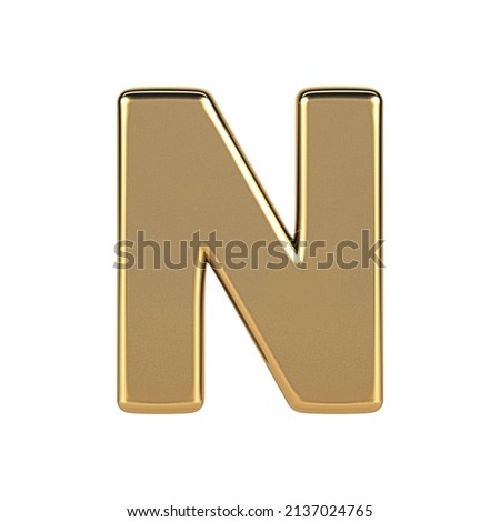 Golden Letter N. Shiny Golden Alphabet. 3d Rendering isolated on White Background Stock fotó © 