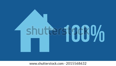 Image of house shape and percent increasing from zero to one hundred filling in blue on dark blue background