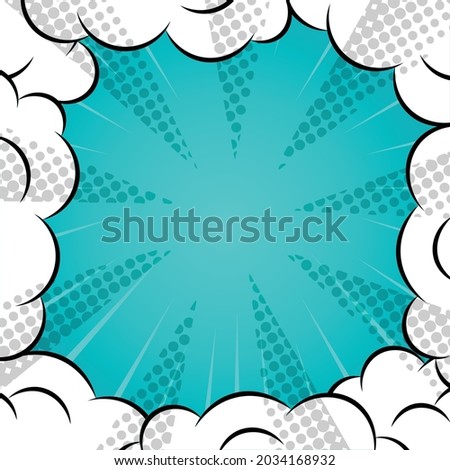 Vector of comic book explosion cloud with grey dots of smoke on green background. graphic decor print design, superhero and comic book concept digitally generated image.
