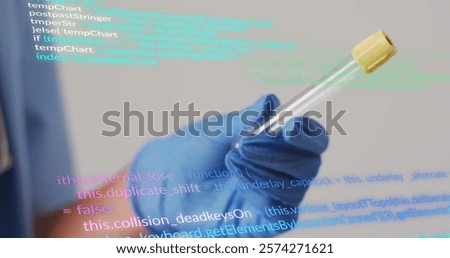 Similar – Image, Stock Photo caucasian doctor holding test tube with blood for 2019-nCoV analyzing. Chinese Corona virus blood test concept