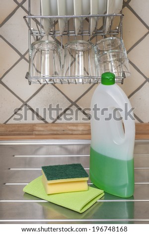 sponges and dish soap