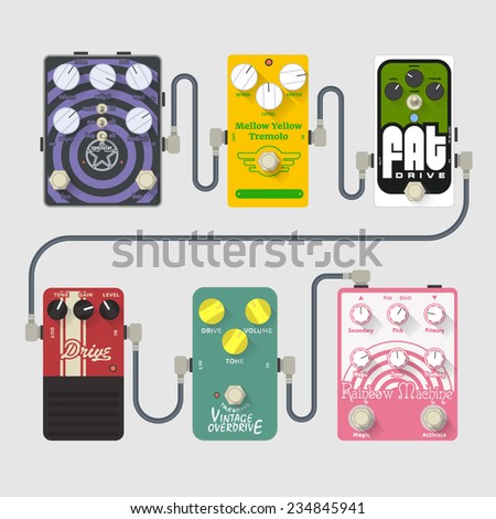 Guitar pedals vector set