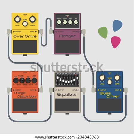 Guitar pedals vector set