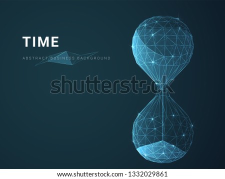 Abstract modern business background vector depicting time with stars and lines in shape of an hourglass on blue background.