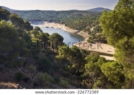 San Juan reservoir from Almodon hill. San Martin de Valdeiglesias. Madrid. Spain. Europe.