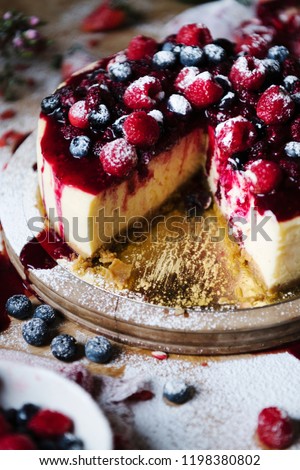 Similar – Foto Bild Käsekuchen mit Beeren