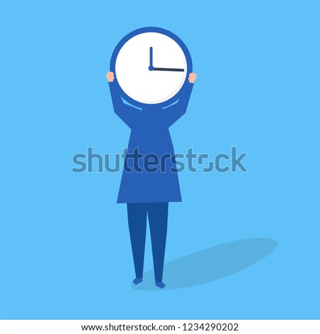 Character of a person with a clock as a head illustration