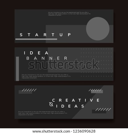 Set of minimal Memphis start-up ideas banner vector