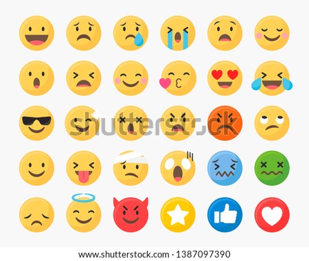Social media emoticons vector set