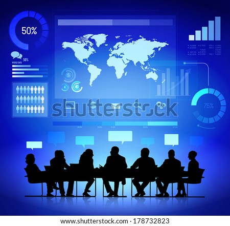 Vector of Business Meeting with Infographic