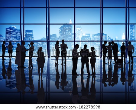 Silhouette of Business People Meeting With City Lights