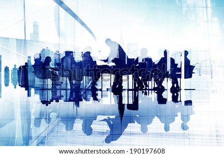 Abstract Image of Business People\'s Silhouettes in a Meeting