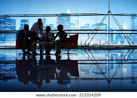 Silhouette Group of Business People Meeting