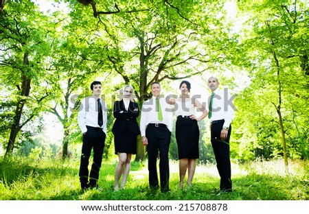 Group of business people get relaxing outdoors.