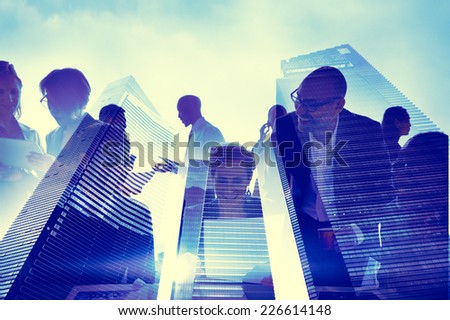 Business People Silhouette Transparent Building Concept