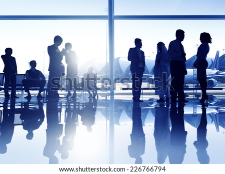 Group of People Airport Business Travel Communication Concept