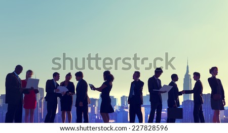 Business People New York Outdoor Meeting Silhouette Concept