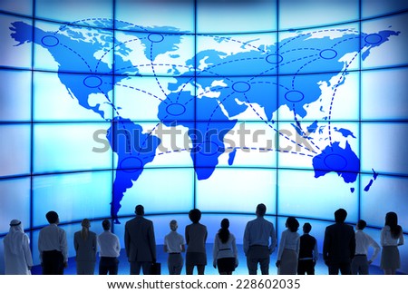 Global Business People Corporate World Map Connection Concept