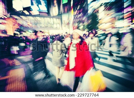 Large Crowd Walking in a City