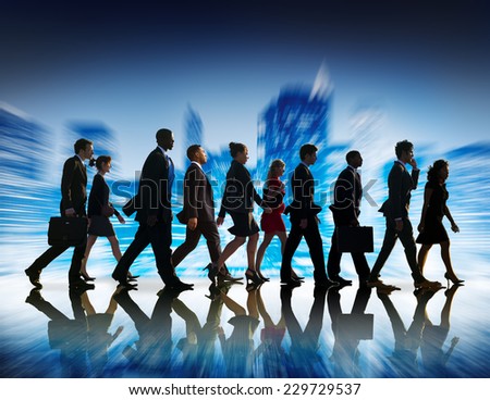 Business People Corporate Travel Walking City Concept