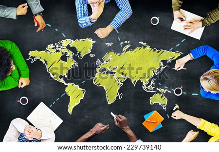 Group of People Blackboard Global Communications Concept
