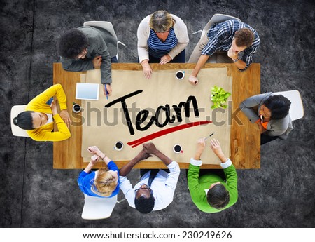 People in a Meeting and Single Word Team