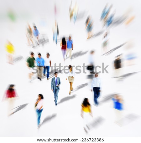 Crowd Diverse People Walking Isolated Concept