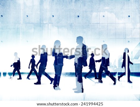 Business People Silhouette Working Agreement Teamwork Organization Concepts