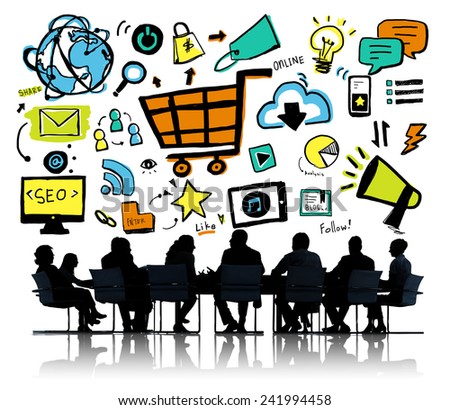 Business People Online Marketing Meeting Discussion Concept