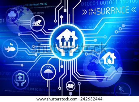 Concept of insurance in cloud computing format vector