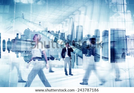 Business People City Standing Out From The Crowd Concept