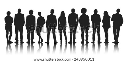 Silhouettes Group Of People In A Row Stock Vector Illustration ...