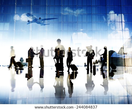 Business People Pilot Corporate Airport Travel Flight Concept